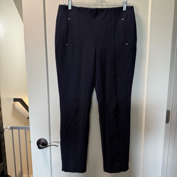 Chico's Pants - Chico's Pull On Navy Blue Dress Pant‎ Trouser Capri Pleated Business Casual 6